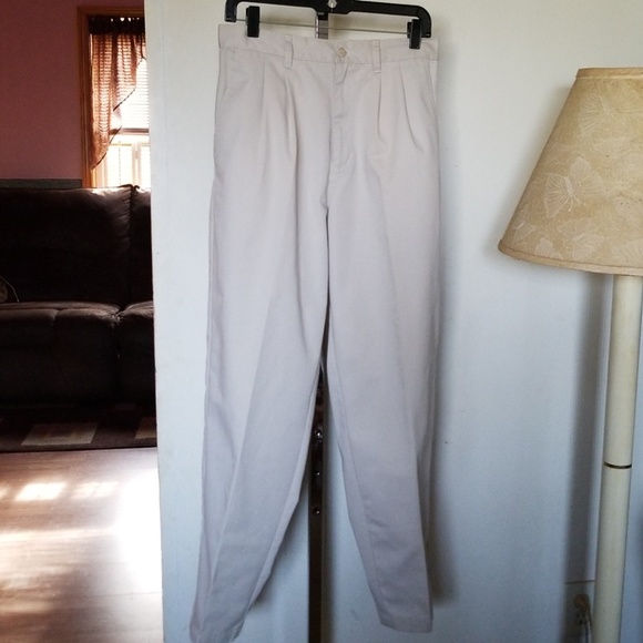 Women's Khaki Front Pleated Trousers - Size 10M - Picture 2 of 8